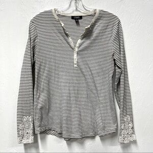 Chaps Lace Sleeve Henley L